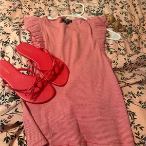 J. Crew Red Striped Shirt with adorable never worn sechelle flip flops